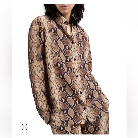 $345 The Kooples NWT Silk Snake Print Blouse - Picture 8 of 10